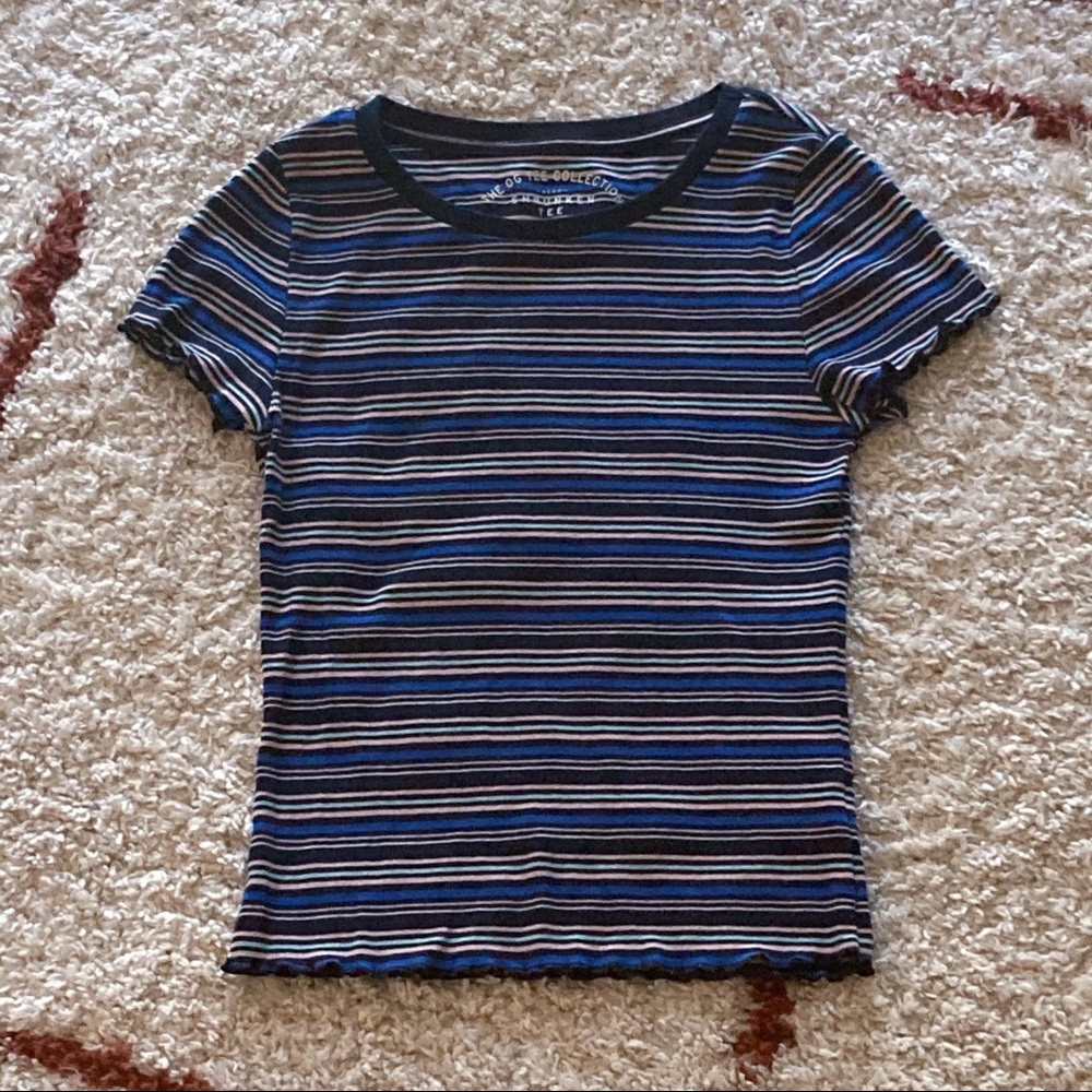 Aeropostale Shrunken Tee Lettuce Edges Size M